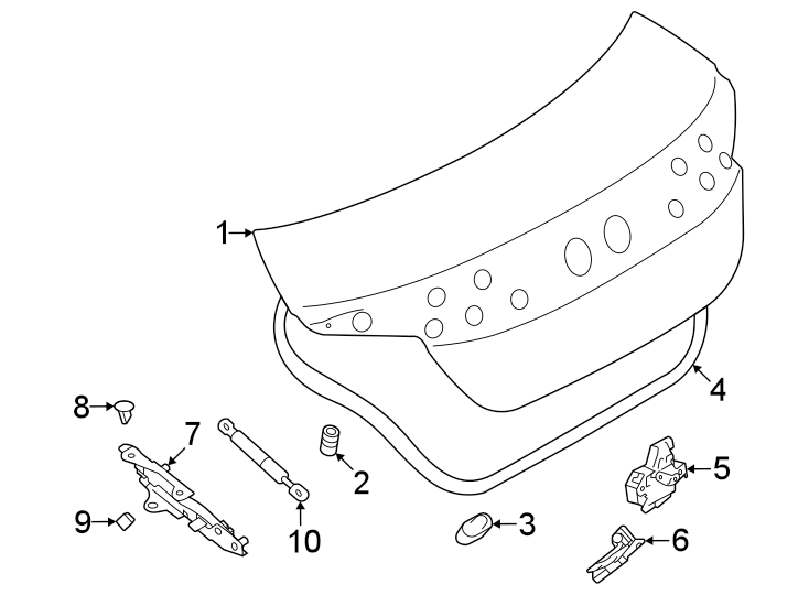 Diagram Trunk lid. Lid & components. for your 2021 Toyota Sienna   