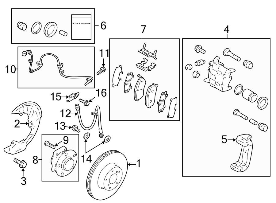 Diagram FRONT SUSPENSION. BRAKE COMPONENTS. for your 2010 Toyota Matrix   