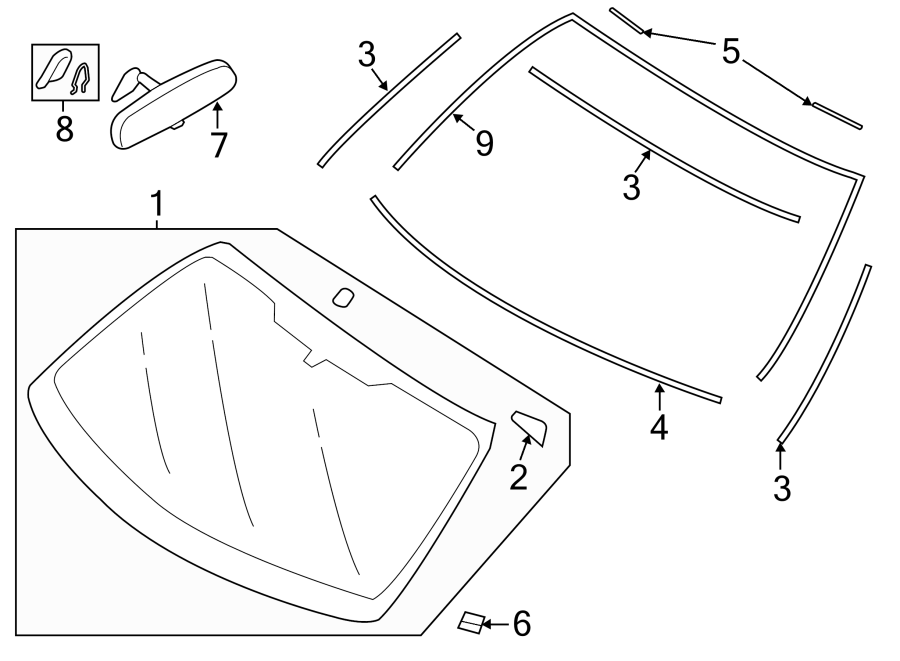 Diagram REVEAL MOLDINGS. WINDSHIELD & COMPONENTS. for your 2007 Toyota Camry   