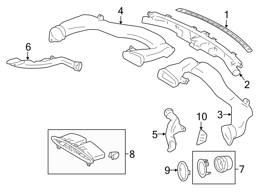 Diagram INSTRUMENT PANEL. DUCTS. for your 2024 Toyota Highlander   