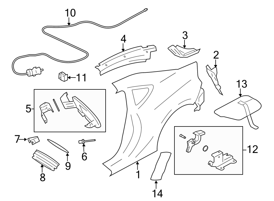 Diagram QUARTER PANEL & COMPONENTS. for your 2019 Toyota Tacoma  TRD Sport Extended Cab Pickup Fleetside 