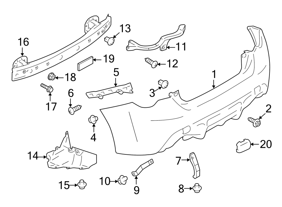 Diagram Rear bumper. Bumper & components. for your 2023 Toyota Highlander   