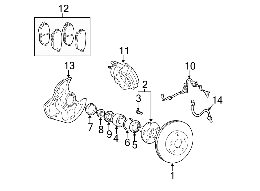 Full size assembly image of FRONT SUSPENSION. BRAKE COMPONENTS. (1/1)