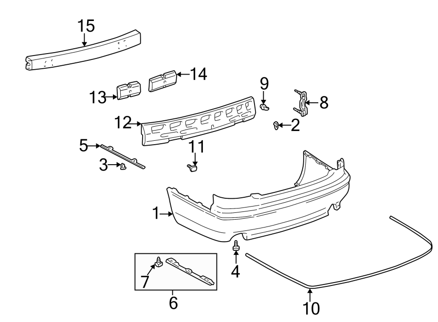 Full size assembly image of REAR BUMPER. BUMPER & COMPONENTS. (1/1)