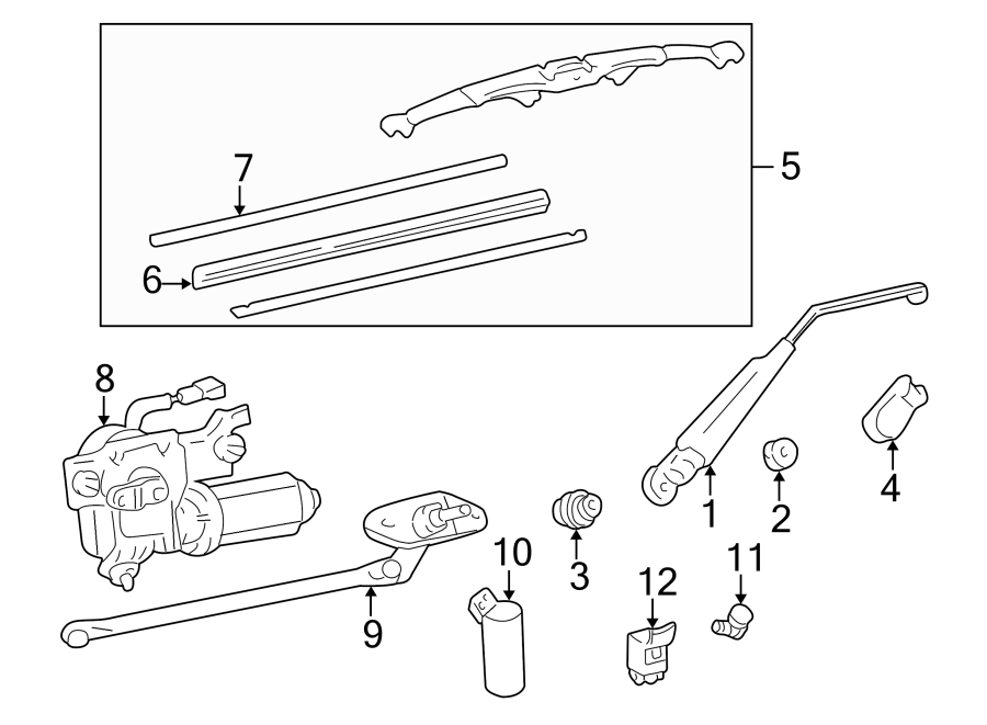 Full size assembly image of LIFT GATE. WIPER & WASHER COMPONENTS. (1/1)