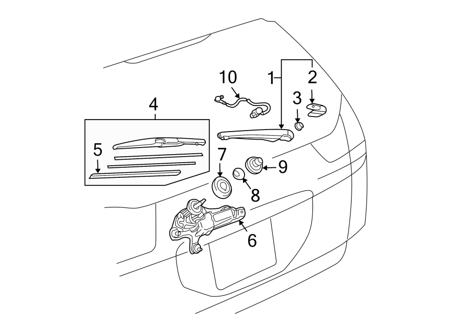 Full size assembly image of LIFT GATE. WIPER & WASHER COMPONENTS. (1/1)