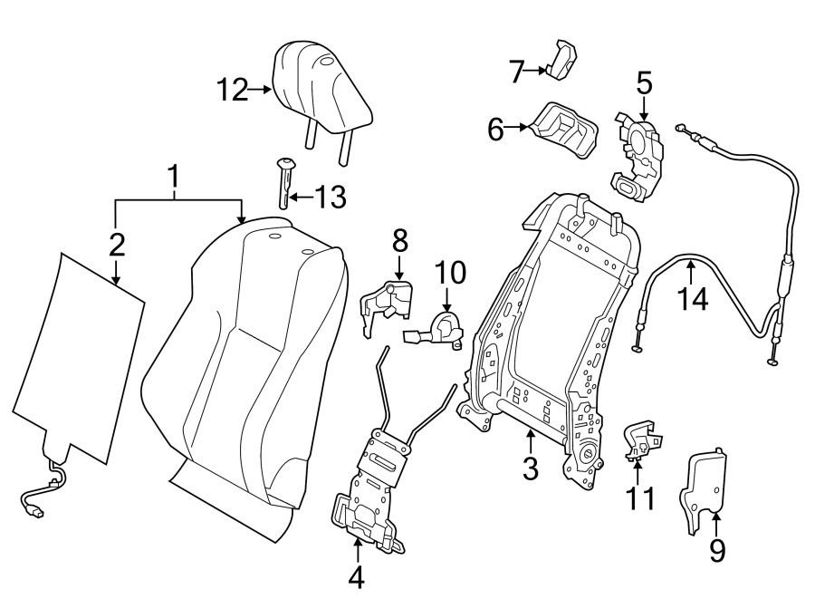 Full size assembly image of SEATS & TRACKS. PASSENGER SEAT COMPONENTS. (1/1)