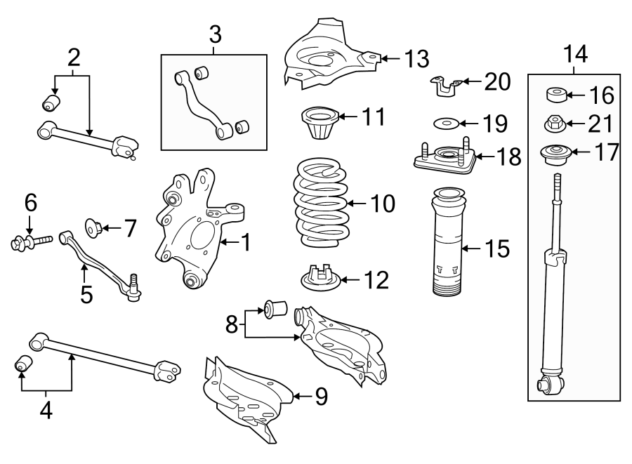 Full size assembly image of Rear suspension. Suspension components. (1/1)