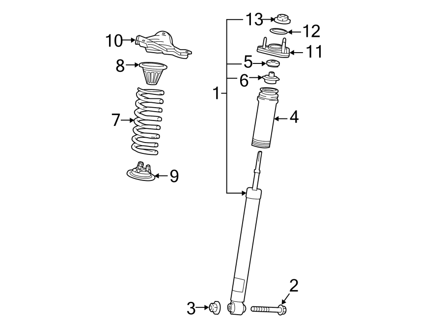 Full size assembly image of REAR SUSPENSION. SHOCKS & COMPONENTS. (1/1)