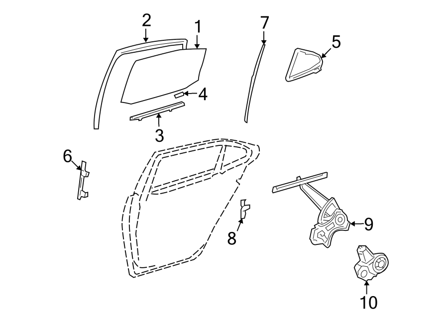 Full size assembly image of REAR DOOR. GLASS & HARDWARE. (1/1)