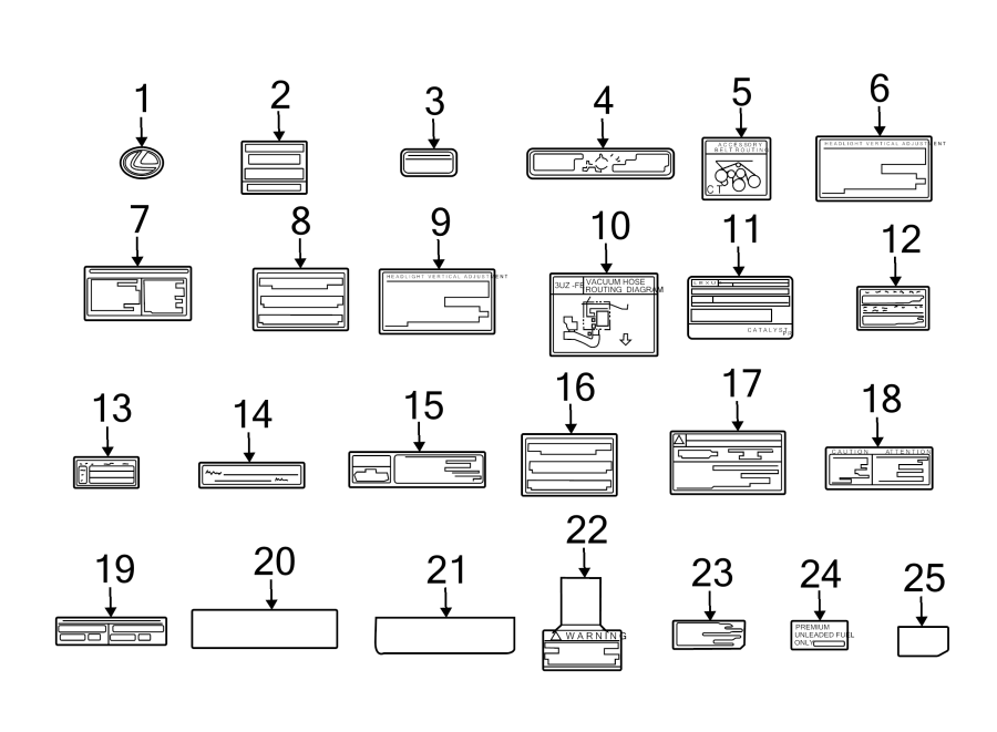 Full size assembly image of INFORMATION LABELS. (1/1)