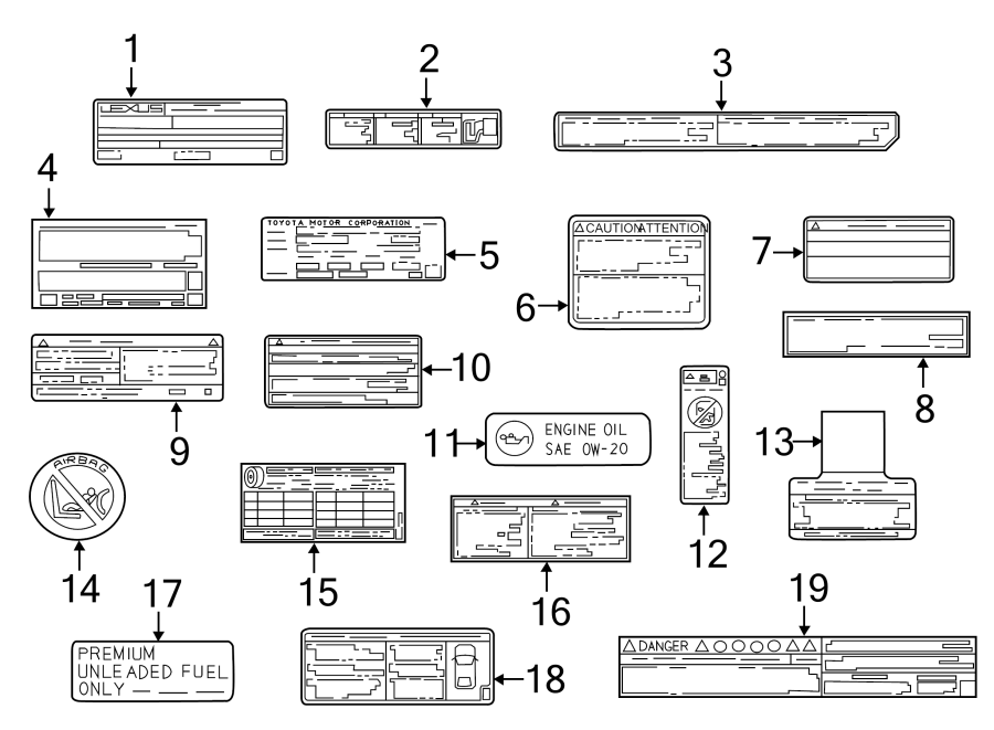 Full size assembly image of INFORMATION LABELS. (1/1)