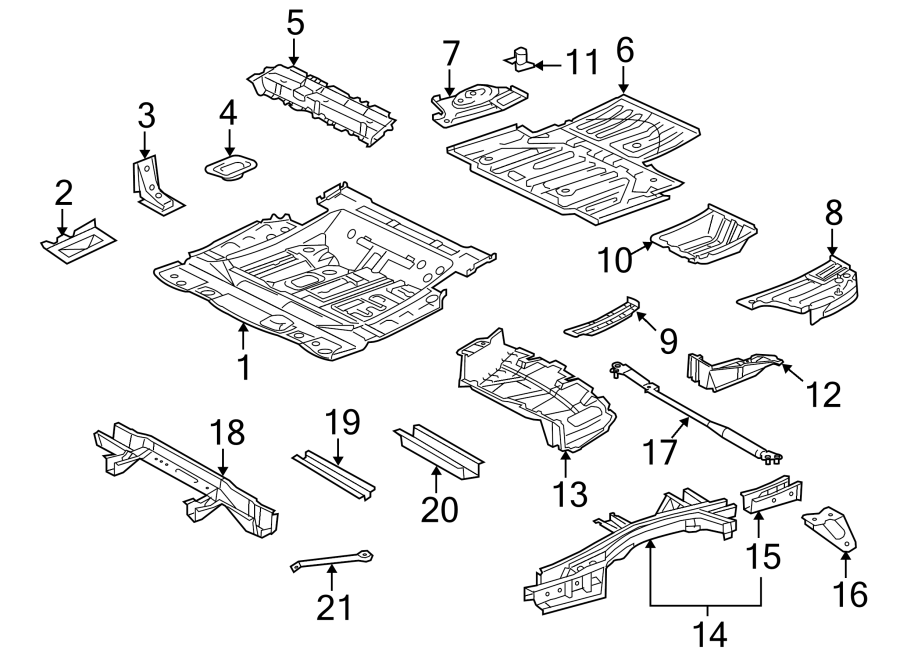 Full size assembly image of REAR BODY & FLOOR. FLOOR & RAILS. (1/1)