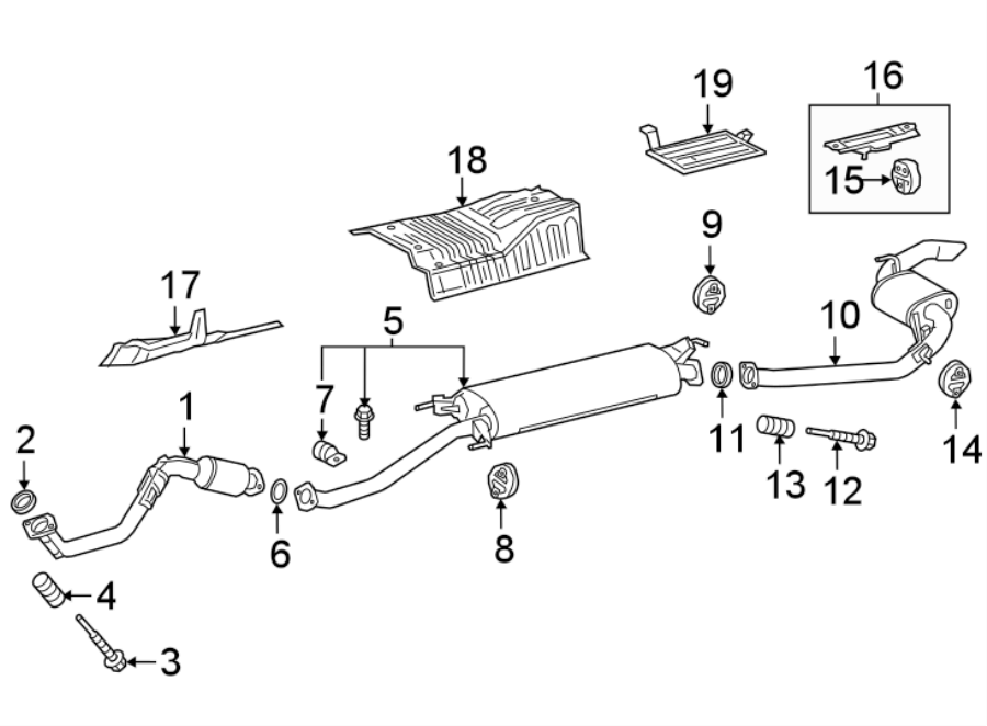 Full size assembly image of EXHAUST SYSTEM. EXHAUST COMPONENTS. (1/1)