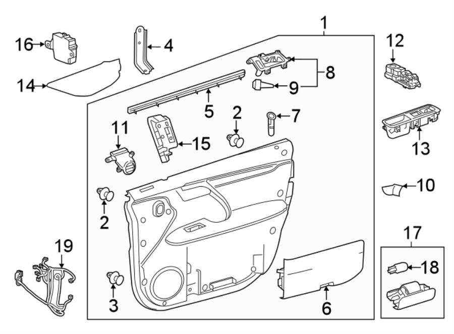 Full size assembly image of FRONT DOOR. INTERIOR TRIM. (1/1)