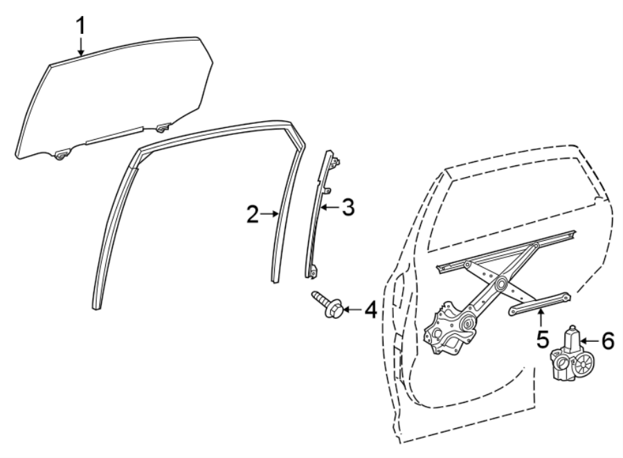 Full size assembly image of REAR DOOR. GLASS & HARDWARE. (1/1)