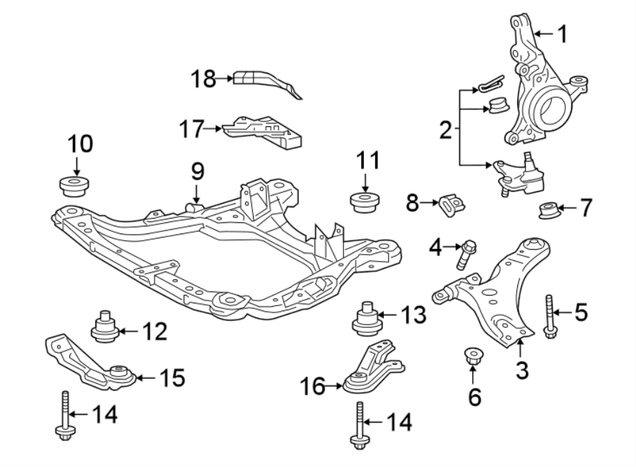 Full size assembly image of FRONT SUSPENSION. SUSPENSION COMPONENTS. (1/1)