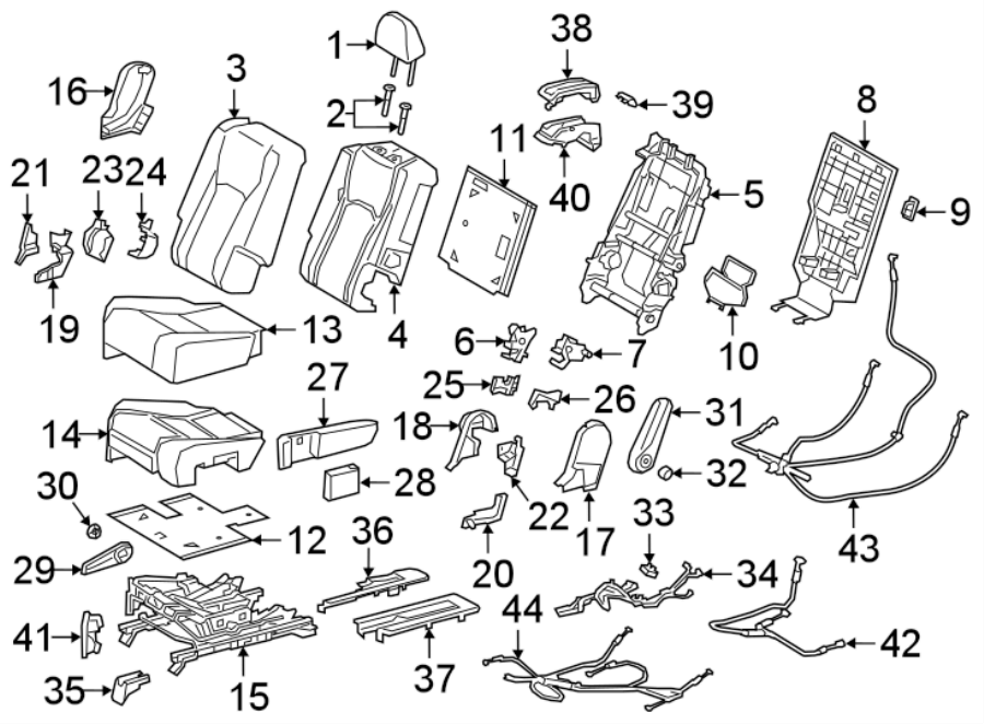 Full size assembly image of SEATS & TRACKS. SECOND ROW SEATS. (1/1)