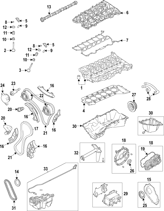 Diagram Camshaft & timing. Crankshaft & bearings. Cylinder head & valves. Lubrication. Mounts. for your 1996 Land Rover