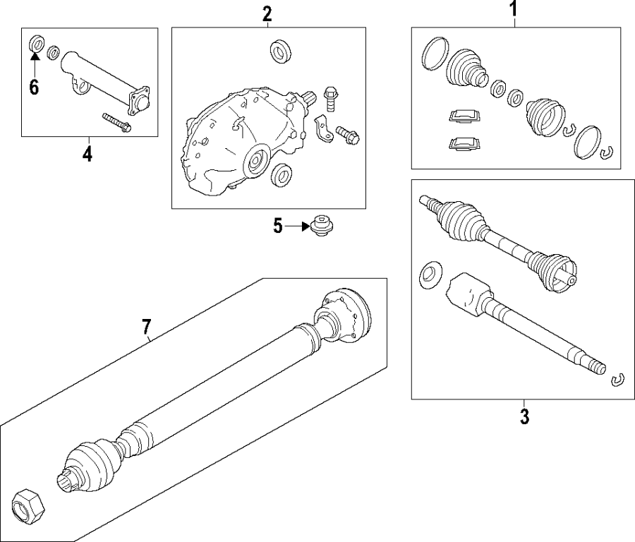 Diagram Drive axles. Axle shafts & joints. Differential. Front axle. Propeller shaft. for your 2019 Land Rover Range Rover Evoque  SE Premium Sport Utility 