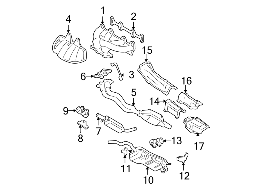 13EXHAUST SYSTEM. EXHAUST COMPONENTS. MANIFOLD.https://images.simplepart.com/images/parts/motor/fullsize/9210215.png