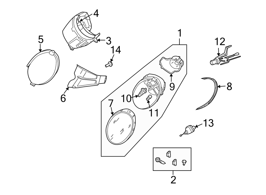 13FRONT LAMPS. HEADLAMP COMPONENTS.https://images.simplepart.com/images/parts/motor/fullsize/9211015.png