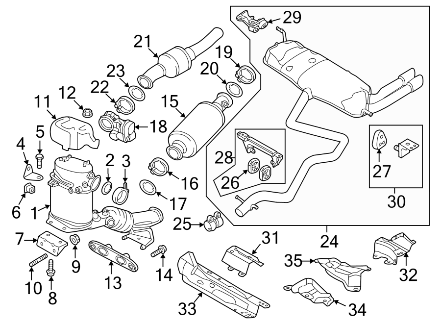 33Exhaust system. Quarter panel. Exhaust components.https://images.simplepart.com/images/parts/motor/fullsize/9212800.png