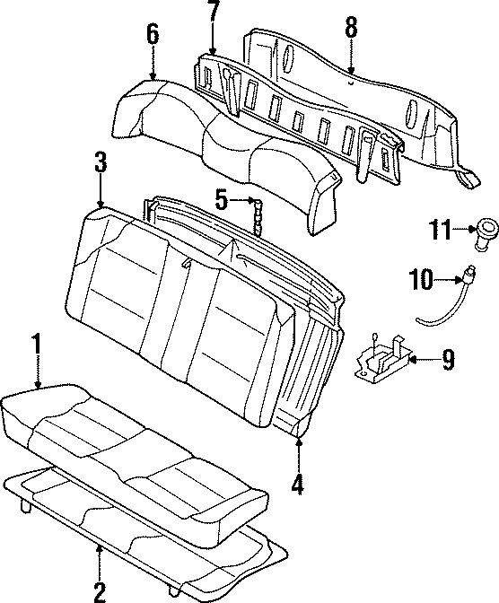 Full size assembly image of SEATS & TRACKS. REAR SEAT COMPONENTS. (1/1)