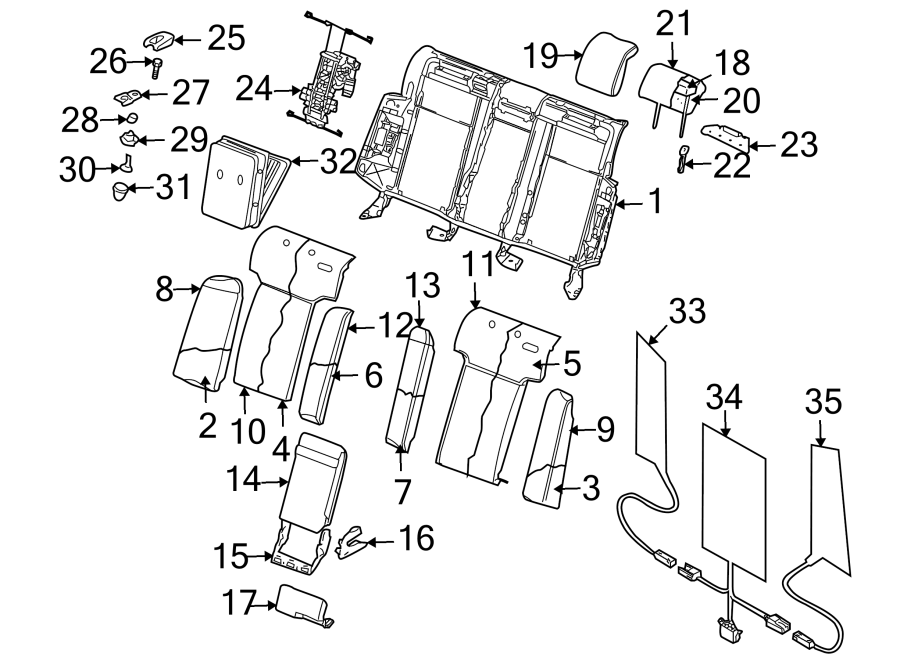 SEATS & TRACKS. REAR SEAT COMPONENTS.