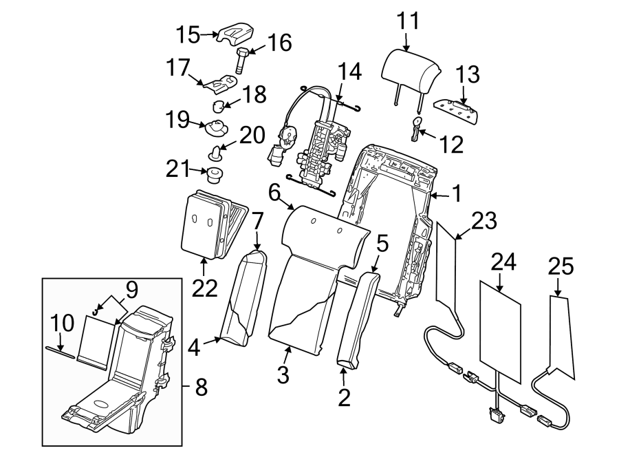 SEATS & TRACKS. REAR SEAT COMPONENTS.