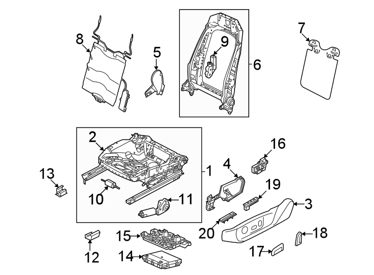 18Seats & tracks. Passenger seat components.https://images.simplepart.com/images/parts/motor/fullsize/9237360.png