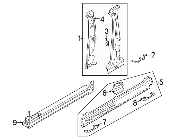 9Pillars. Rocker & floor. Center pillar & rocker.https://images.simplepart.com/images/parts/motor/fullsize/9237430.png