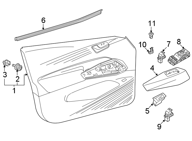 9Front door. Interior trim.https://images.simplepart.com/images/parts/motor/fullsize/9237480.png
