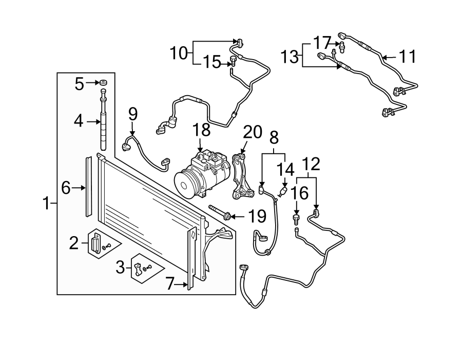 20AIR CONDITIONER & HEATER. COMPRESSOR & LINES. CONDENSER.https://images.simplepart.com/images/parts/motor/fullsize/9240145.png