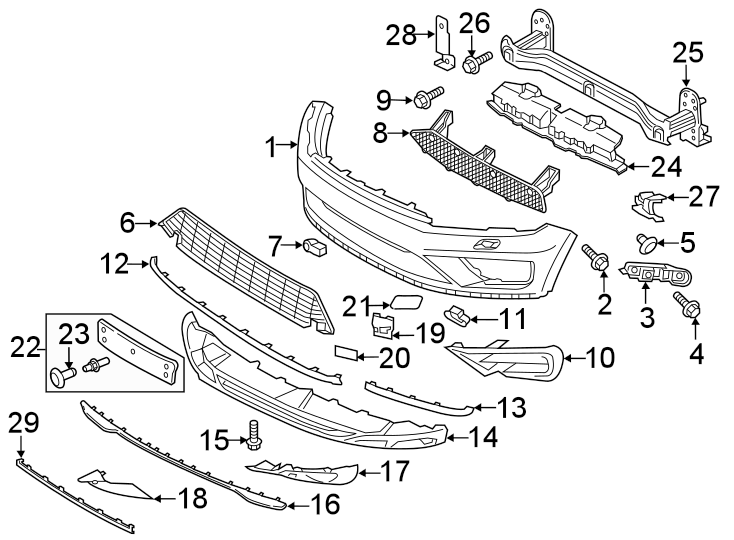 25Front bumper. Bumper & components.https://images.simplepart.com/images/parts/motor/fullsize/9241006.png