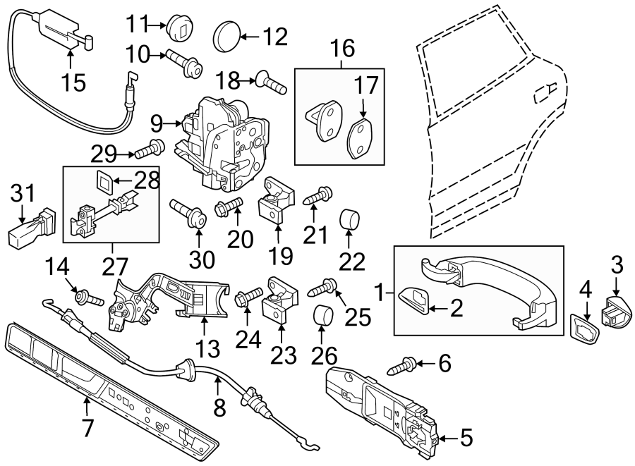 REAR DOOR. LOCK & HARDWARE.