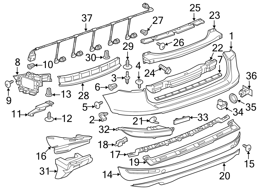 REAR BUMPER. BUMPER & COMPONENTS.