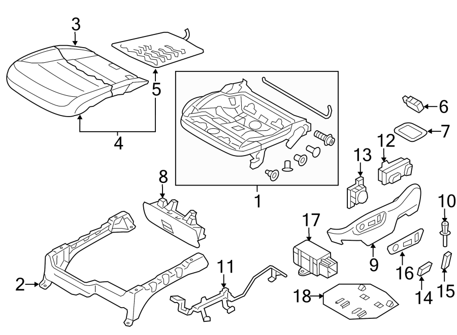 SEATS & TRACKS. FRONT SEAT COMPONENTS.