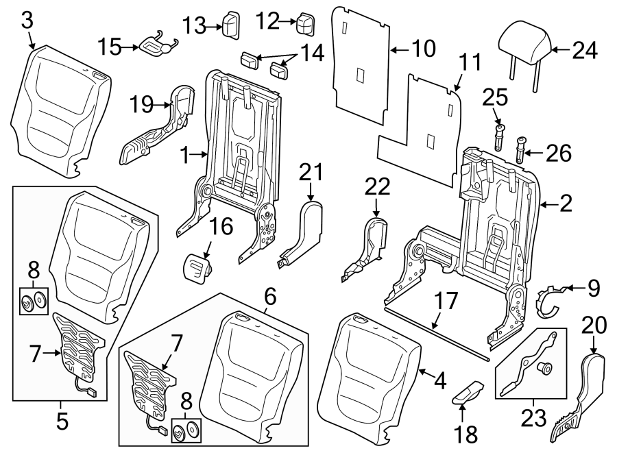 SEATS & TRACKS. REAR SEAT COMPONENTS.