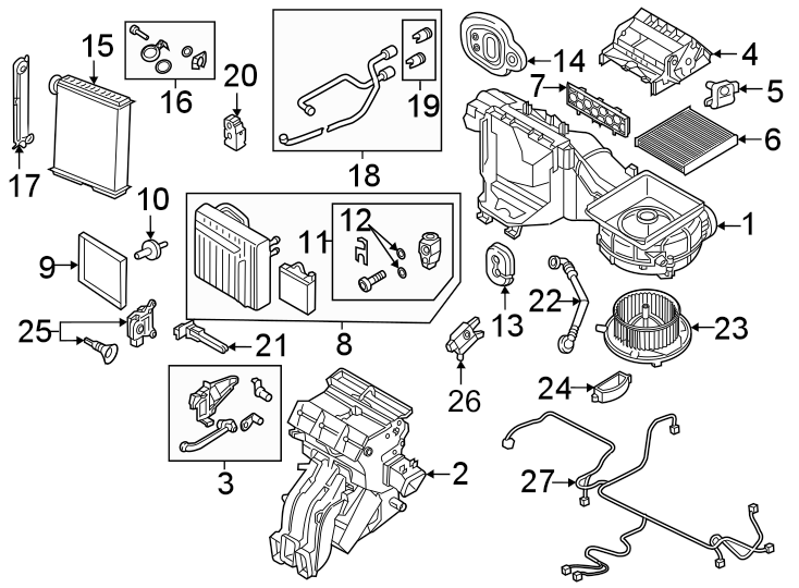 3Air conditioner & heater. Evaporator & heater components.https://images.simplepart.com/images/parts/motor/fullsize/9244090.png