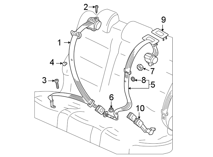 5Restraint systems. Second row seat belts.https://images.simplepart.com/images/parts/motor/fullsize/9244485.png