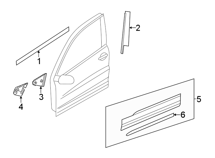 1Front door. Exterior trim.https://images.simplepart.com/images/parts/motor/fullsize/9244600.png