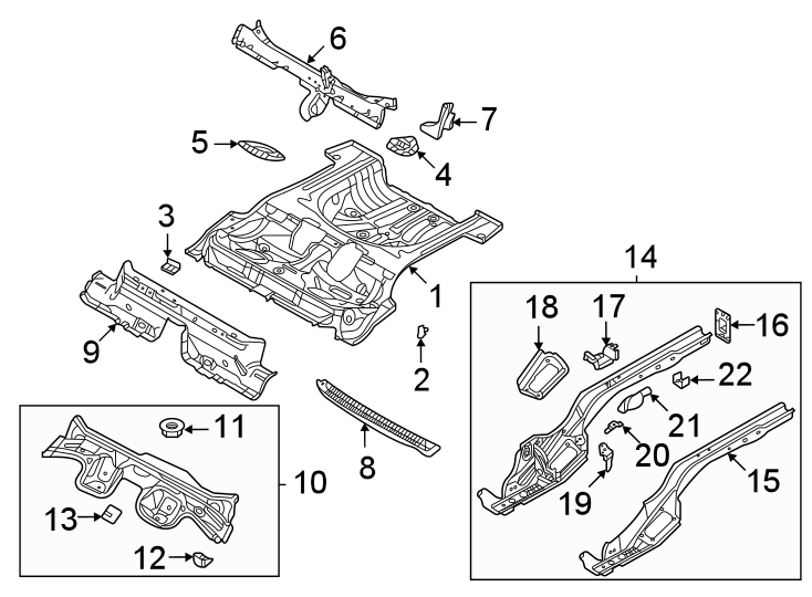 Rear body & floor. Floor & rails.