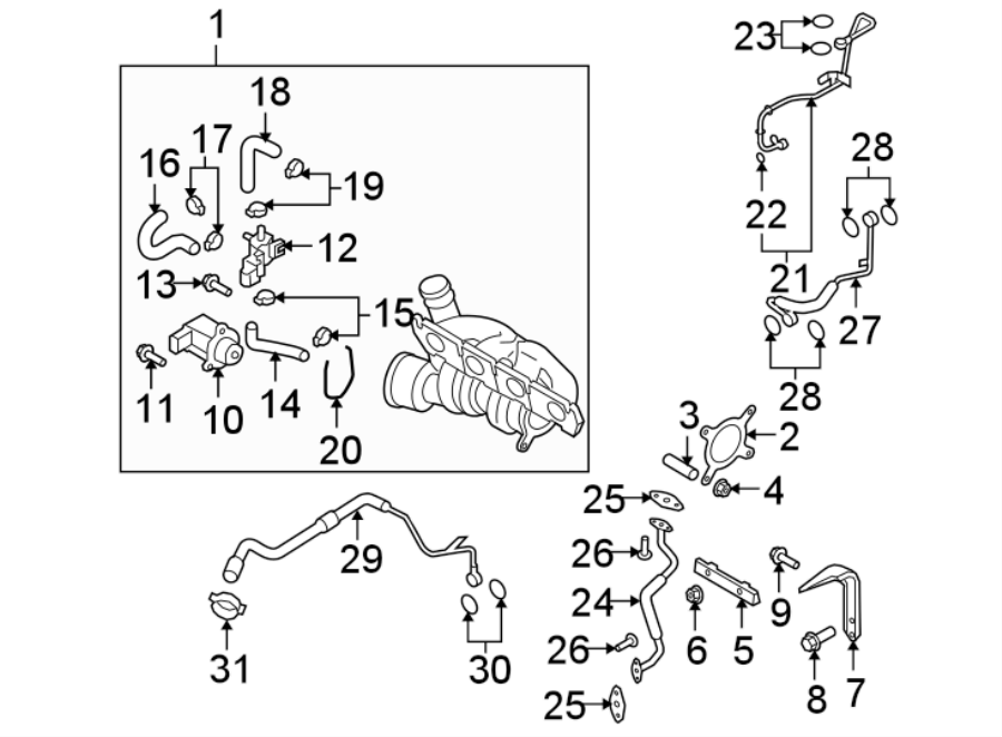 27ENGINE / TRANSAXLE. TURBOCHARGER & COMPONENTS.https://images.simplepart.com/images/parts/motor/fullsize/9245230.png