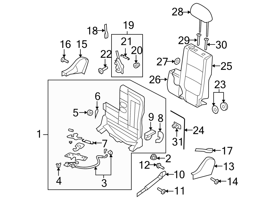 SEATS & TRACKS. REAR SEAT COMPONENTS.