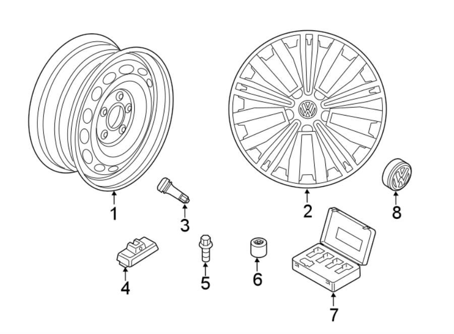 Diagram WHEELS. COVERS & TRIM. for your 2004 Volkswagen R32   