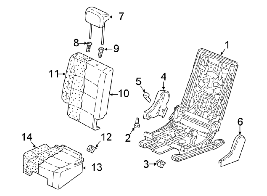 SEATS & TRACKS. REAR SEAT COMPONENTS.