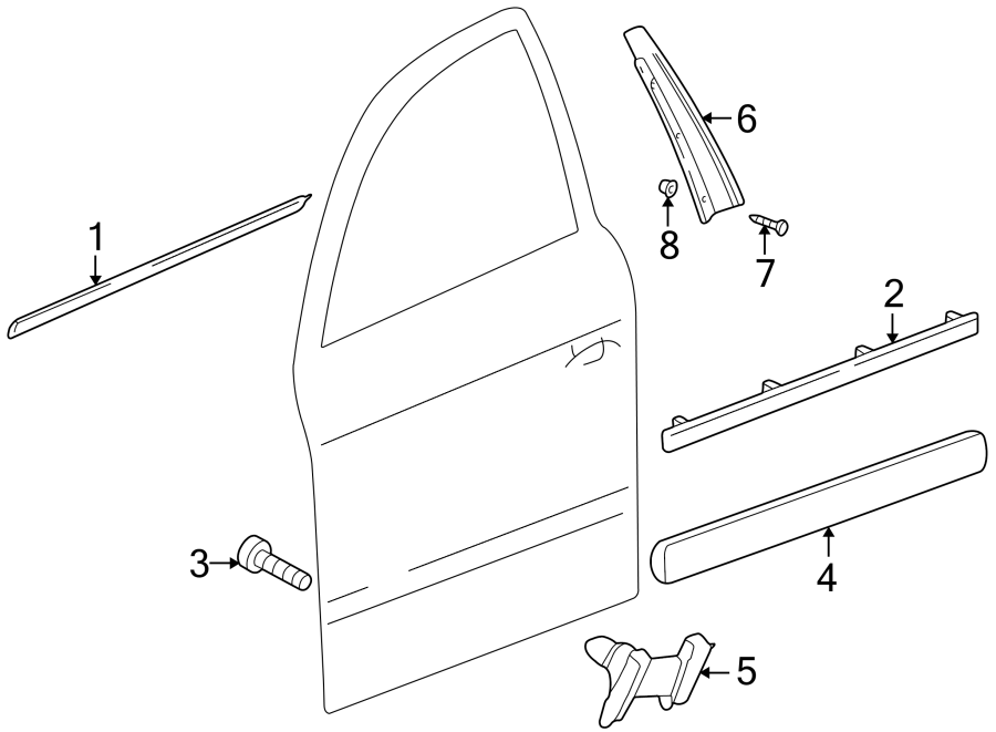 3FRONT DOOR. EXTERIOR TRIM.https://images.simplepart.com/images/parts/motor/fullsize/9250585.png