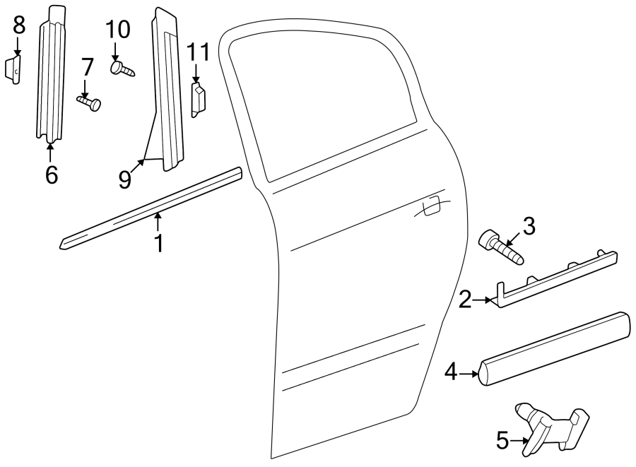 3REAR DOOR. EXTERIOR TRIM.https://images.simplepart.com/images/parts/motor/fullsize/9250615.png