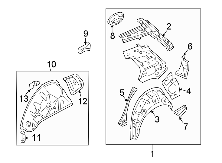 8Quarter panel. Inner structure.https://images.simplepart.com/images/parts/motor/fullsize/9251600.png